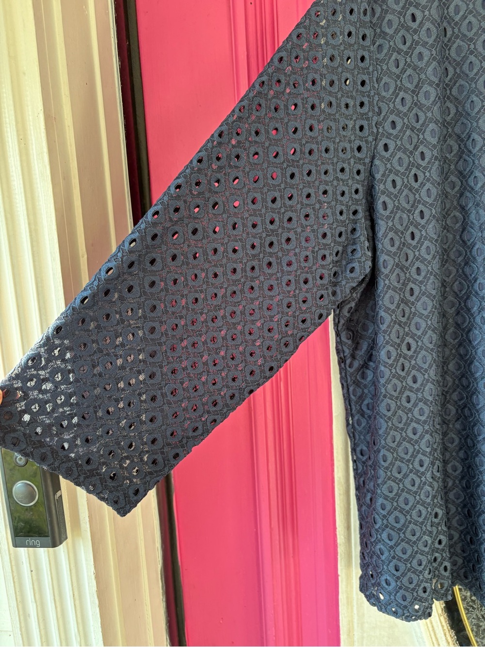 Ruby Rd. Navy Eyelet Tunic Top - Picture 3 of 5